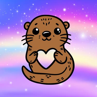 otter with a heart