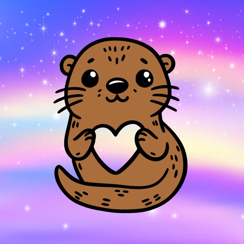otter with a heart