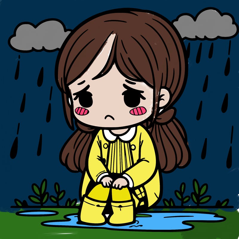 a sad girl in the rain