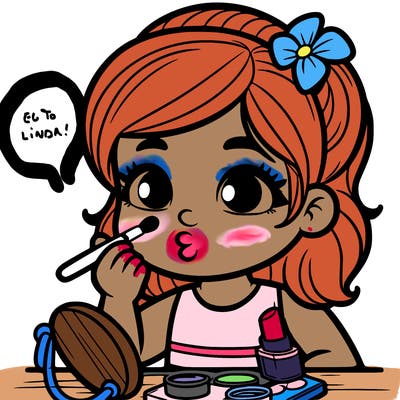 a kid doing her makeup