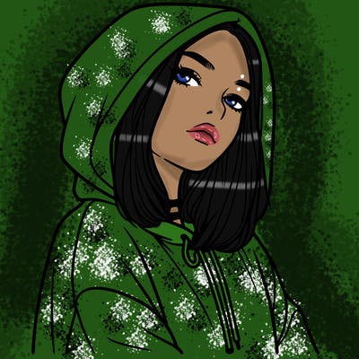 a realistic girl in a hoodie