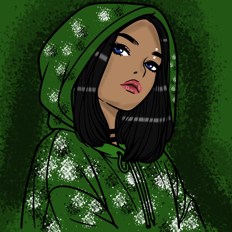 a realistic girl in a hoodie