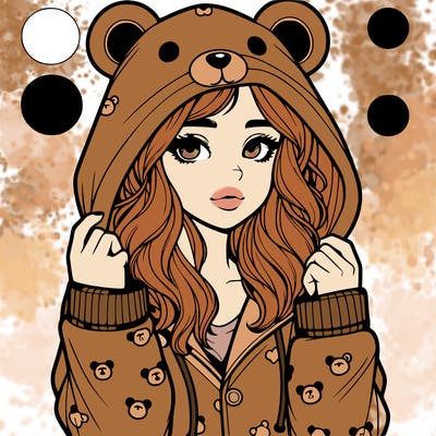 realistic girl in a animal pjs hoodie