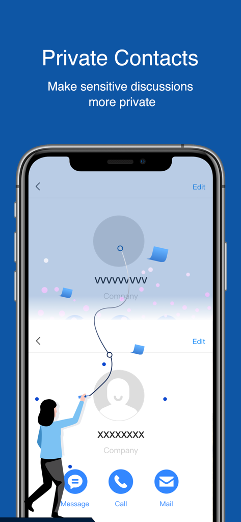Cleaner One - Clean Storage - Cleaner One App-Oberfläche, die die Funktion für private Kontakte für sensible Diskussionen zeigt