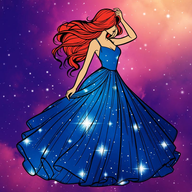 realistic woman with dress flowing in the wind