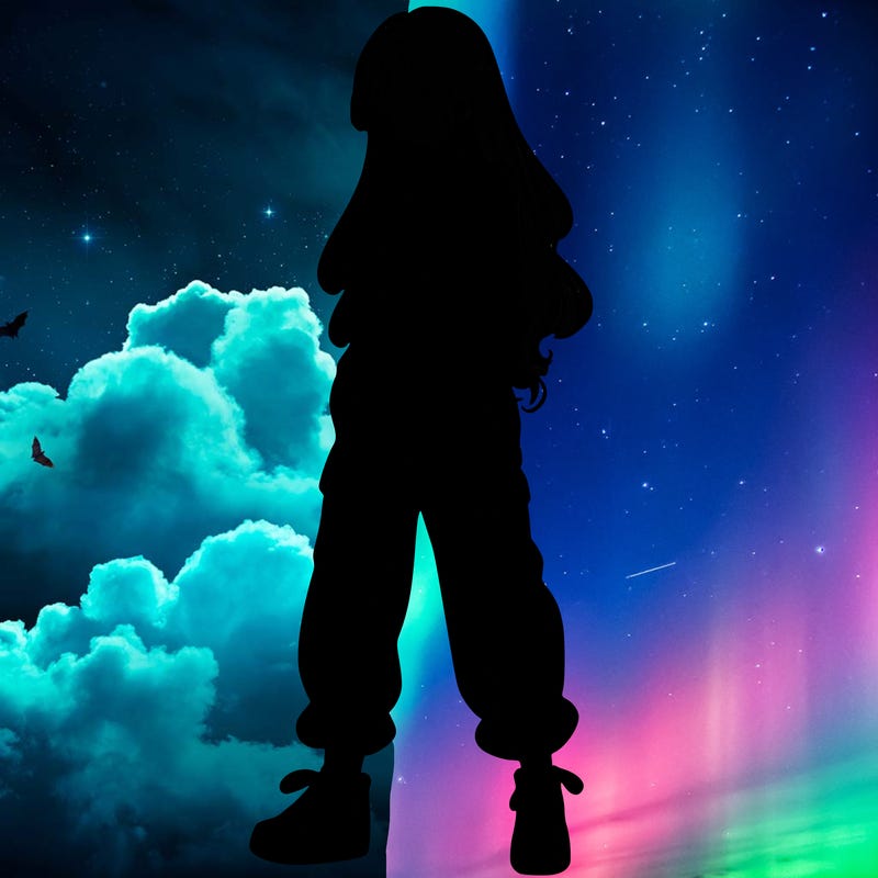 girl in baggy pants crop top and long hair