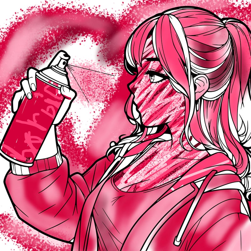 a realistic girl spray, painting