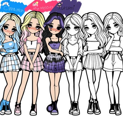 a group of girls realistic