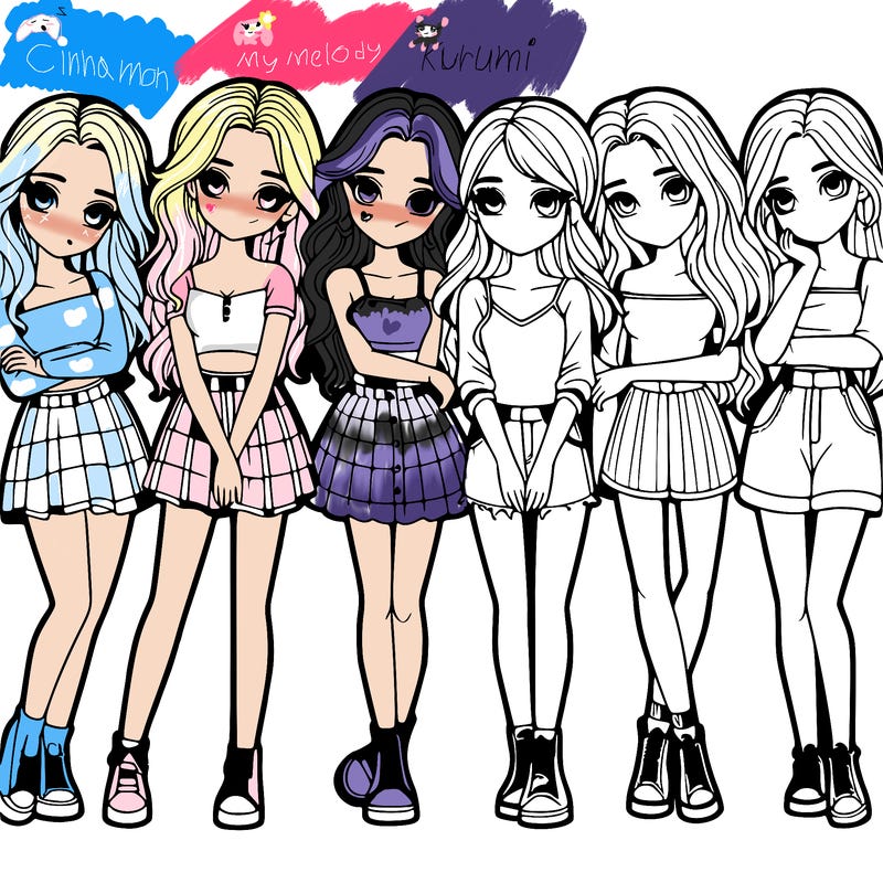 a group of girls realistic