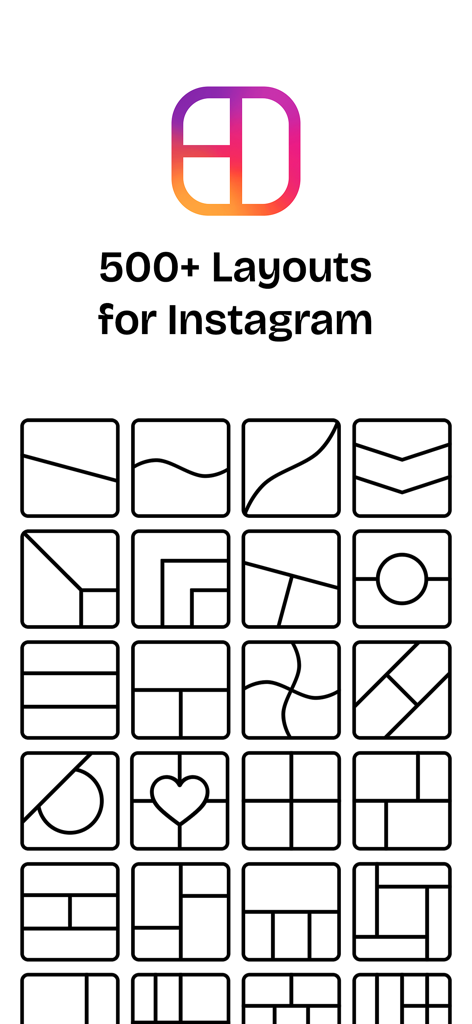 Une collection de modèles de grille et de mises en page de collage photo diversifiés pour les stories et les publications Instagram.