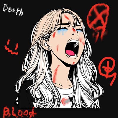 screaming realistic, girl