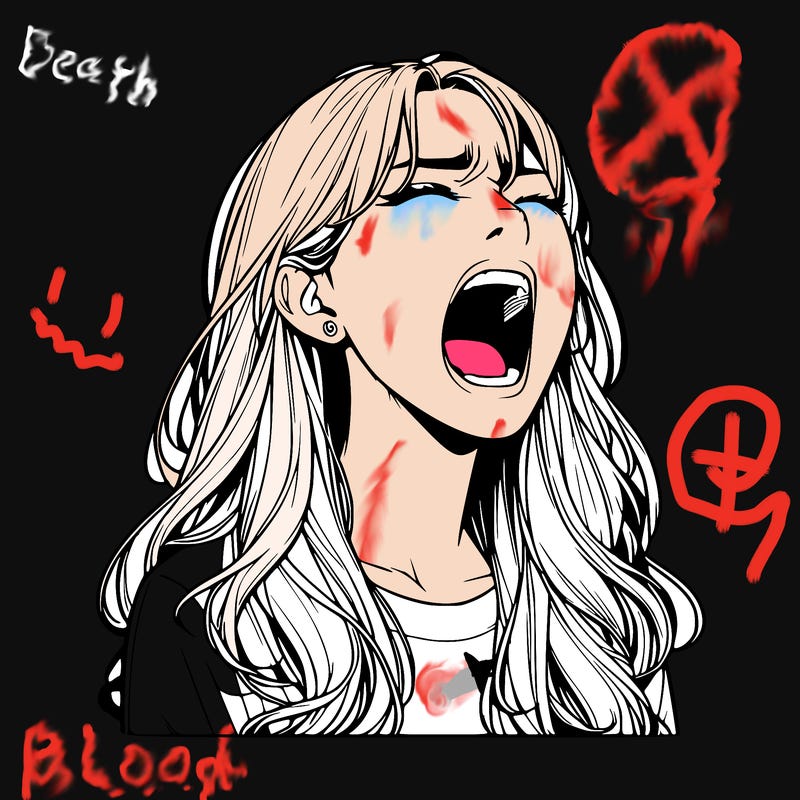 screaming realistic, girl