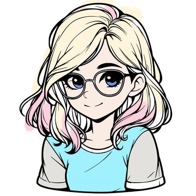 realistic girl with glasses