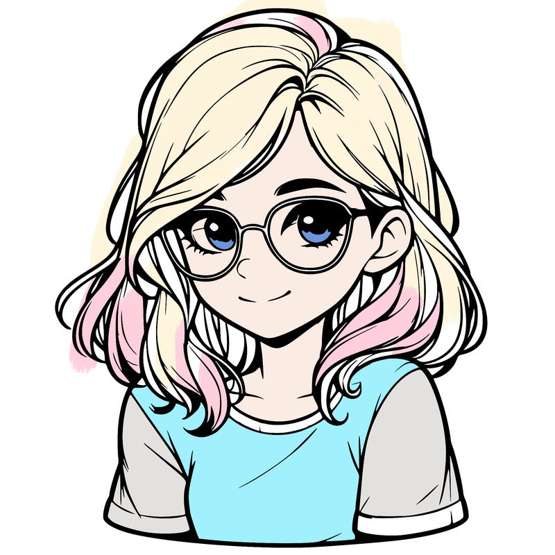 realistic girl with glasses