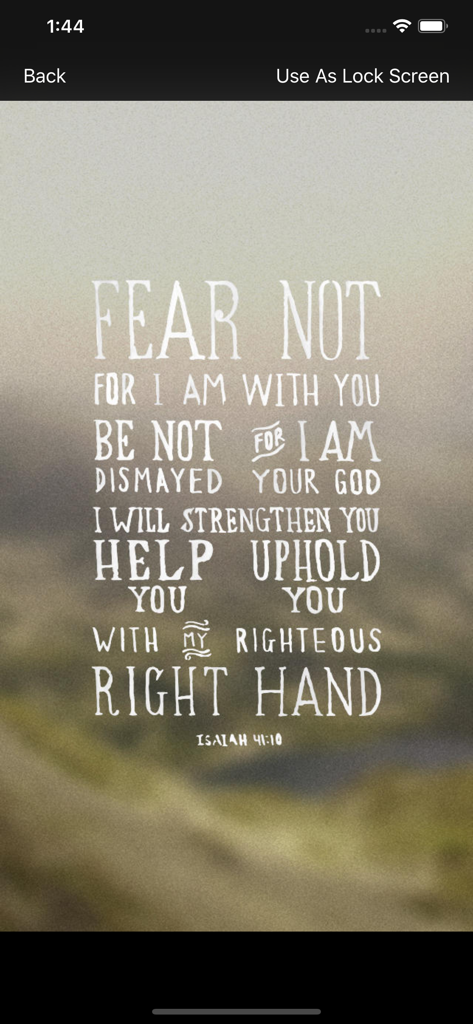 Fighter Verses: memorize Bible - Isaiah 41 10 Bible verse wallpaper designed for a phone lock screen in the Fighter Verses app