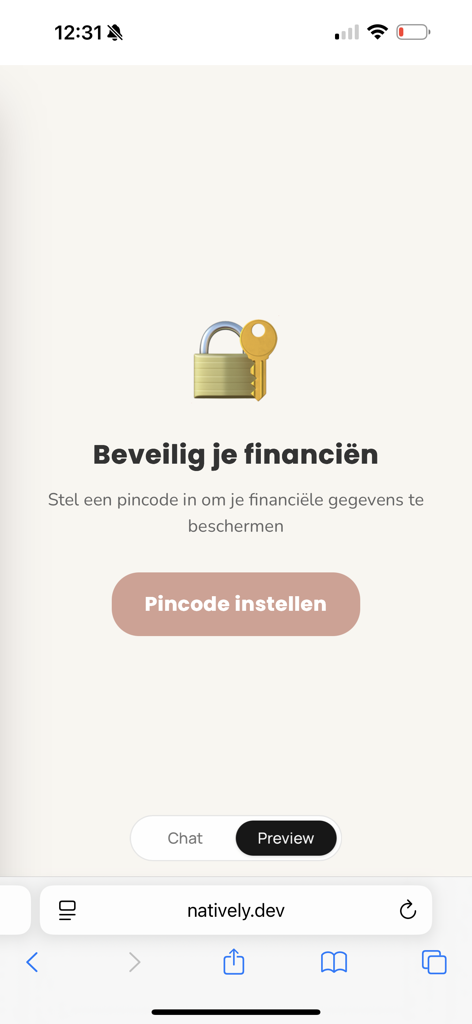 Flow Fam - Pantalla de la aplicación Flow Fam para configurar un código PIN de seguridad para proteger los datos financieros familiares