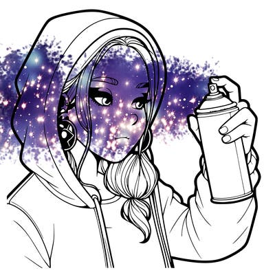 a realistic girl, spray painting