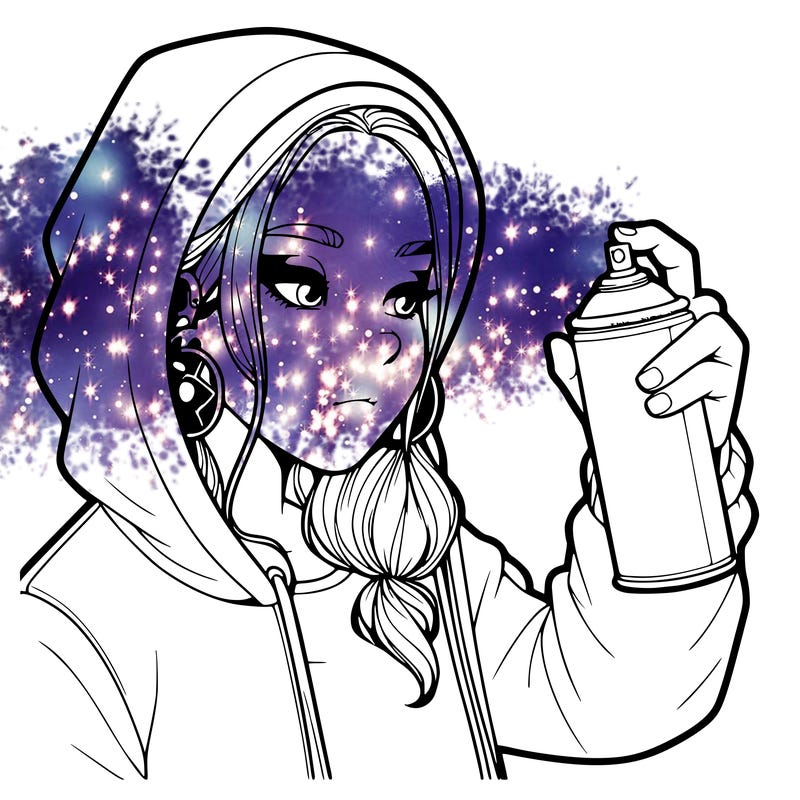 a realistic girl, spray painting
