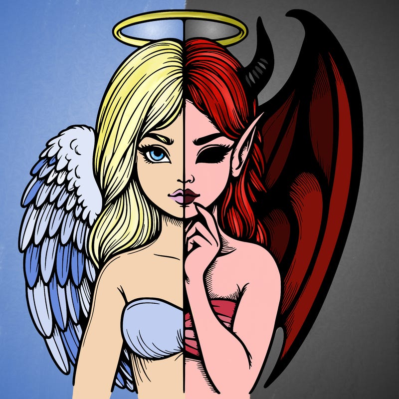 realistic angel half demon