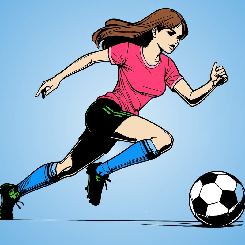 realistic woman playing soccer