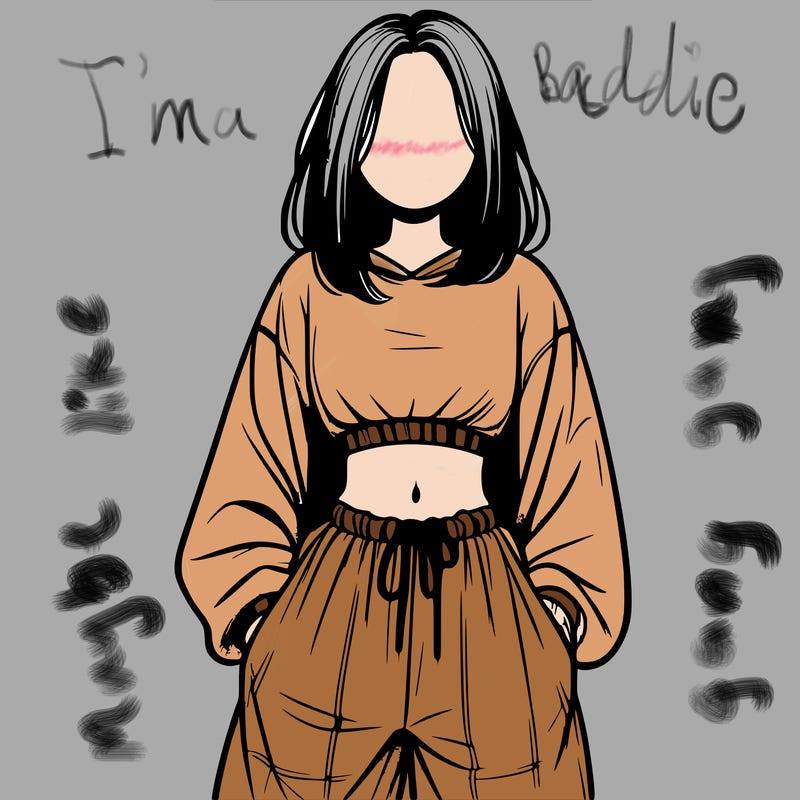 realistic girl faceless with baggy pants and a crop top