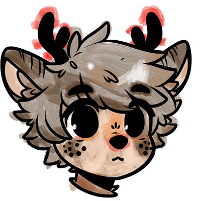 a humanoid deer with soft fluffy ears