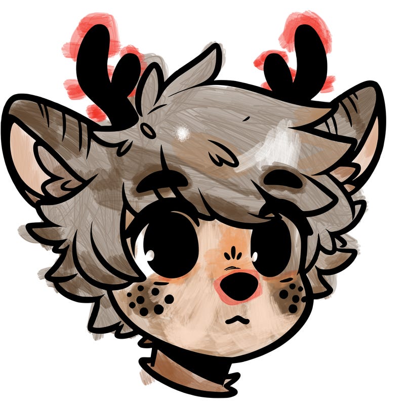 a humanoid deer with soft fluffy ears