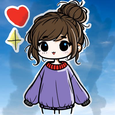 cute girl with baggy sweater and messy bun