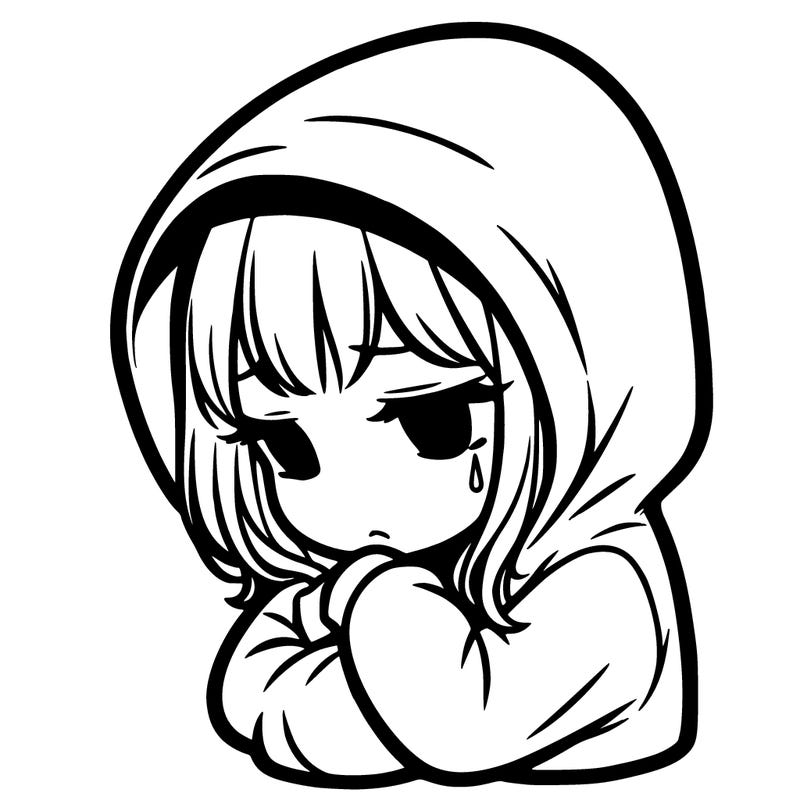 girl depressed with hoodie