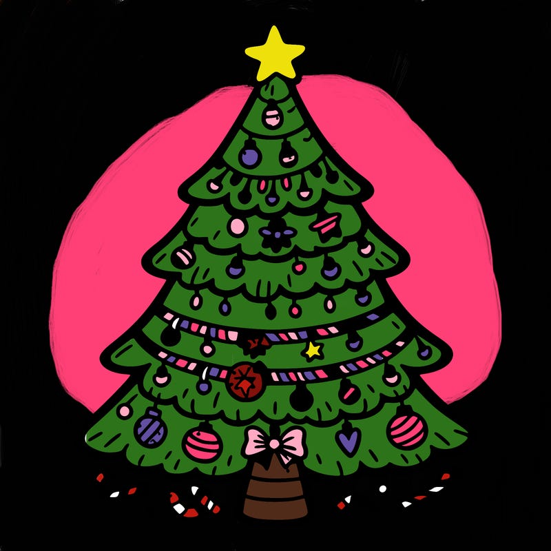 christmas tree with lots of details