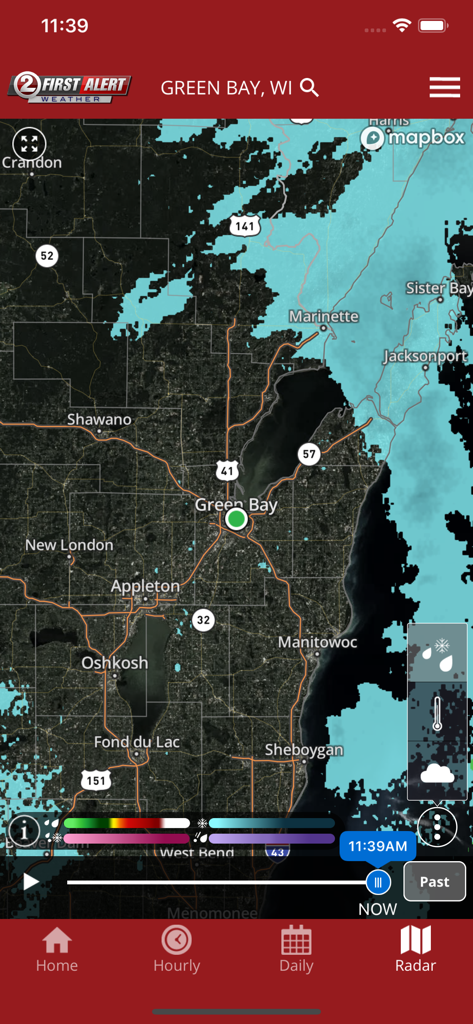 WBAY First Alert Weather - Interactive weather radar map for Green Bay Wisconsin in the WBAY First Alert Weather app.