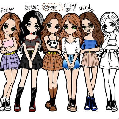 a group of girls realistic