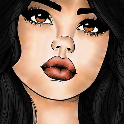 really realistic girl with lips