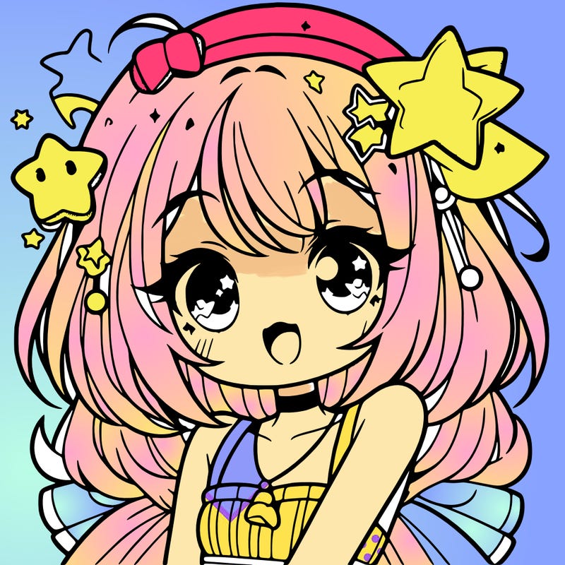 cute anime girl with star accessories