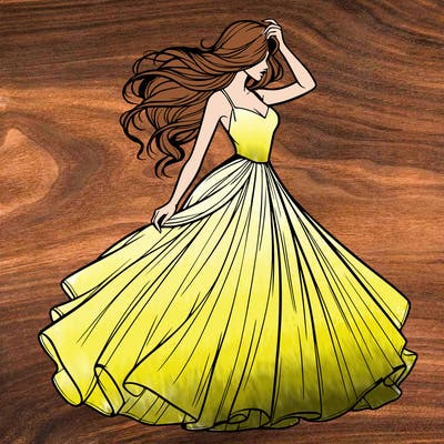 realistic woman with dress flowing in the wind