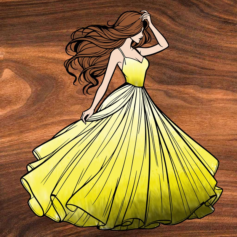 realistic woman with dress flowing in the wind