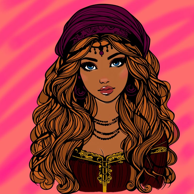 realistic beautiful mysterious gypsy girl