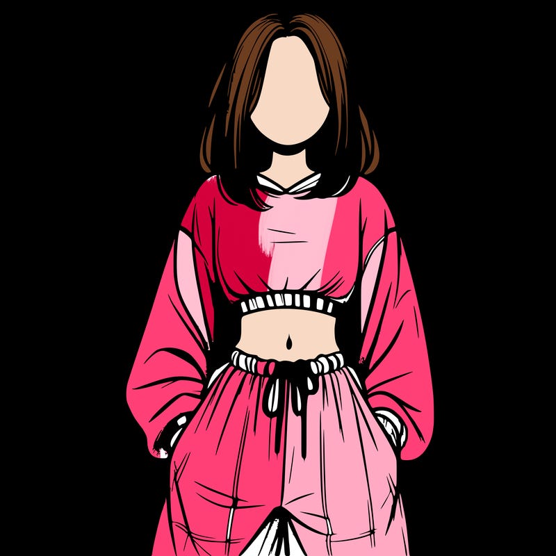 realistic girl faceless with baggy pants and a crop top