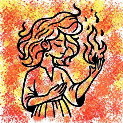 woman with fire