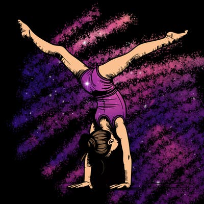 realistic gymnastic hand stand girl in four splits