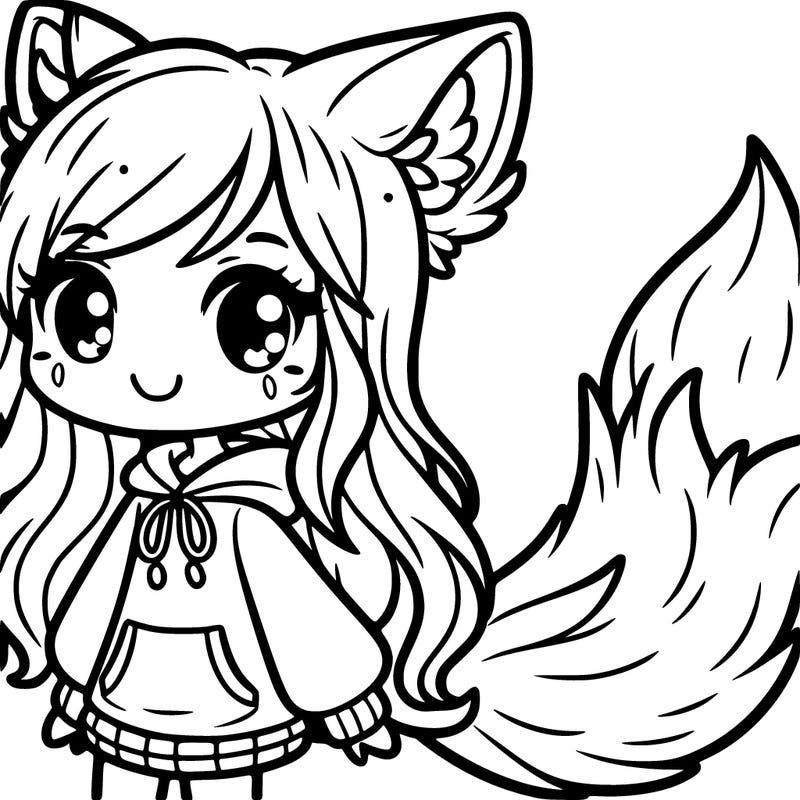 girl with wolf ears and tail