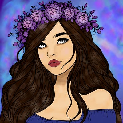 realistic girl with flower crown