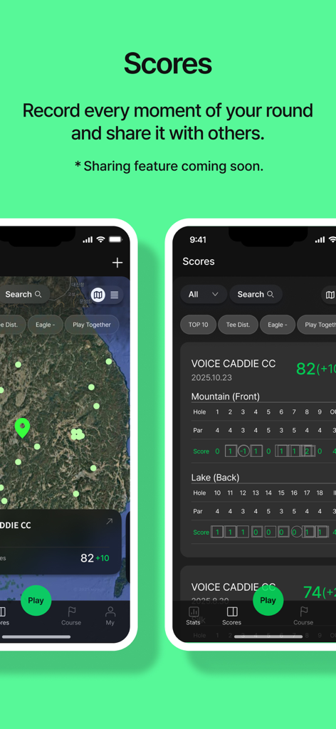 VOICE CADDIE Golf - Digitale Golf-Scorekarte und Platzkarten-Tracking in der VOICE CADDIE App.