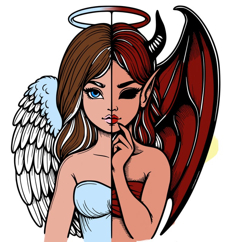 realistic angel half demon