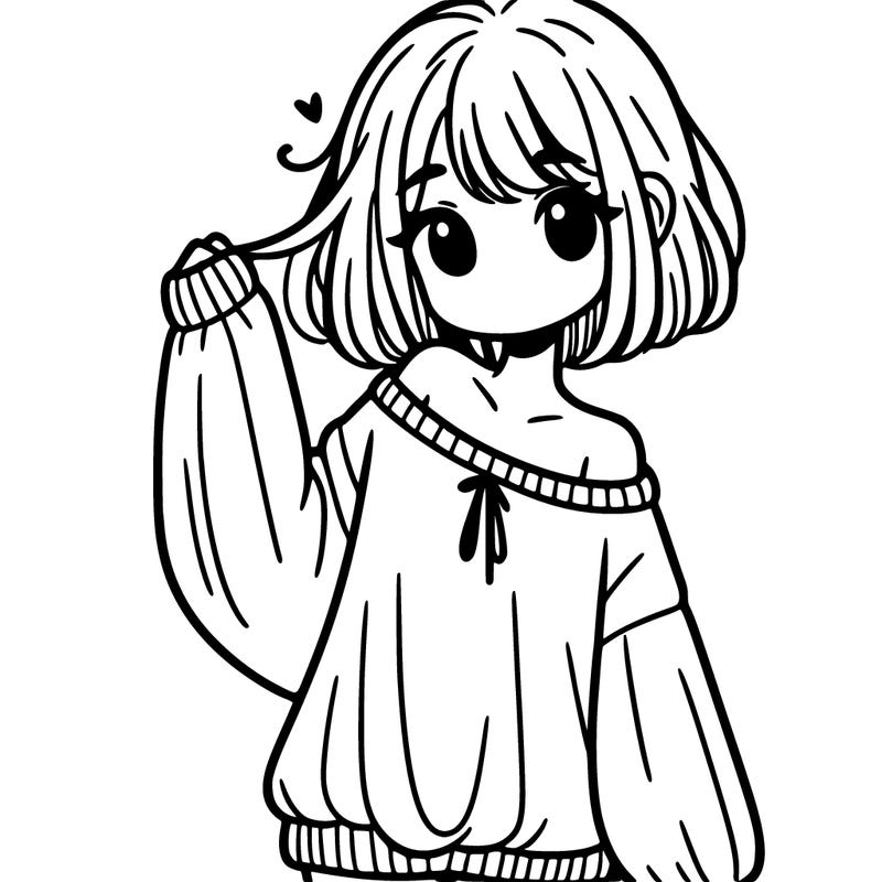 girl in baggy sweater hanging off her shoulder