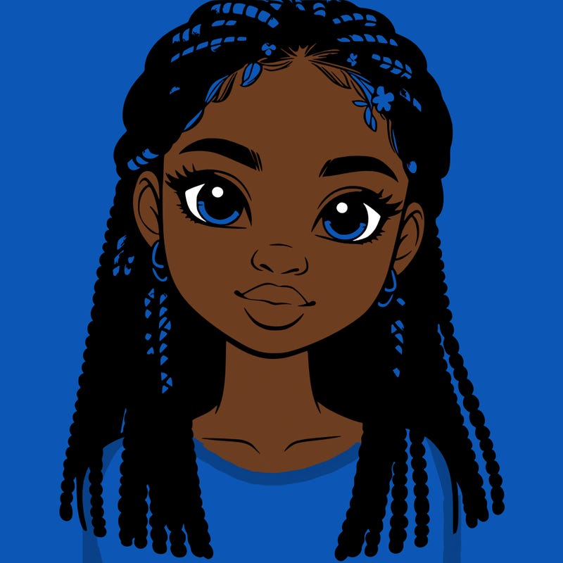 a realistic black girl with braids