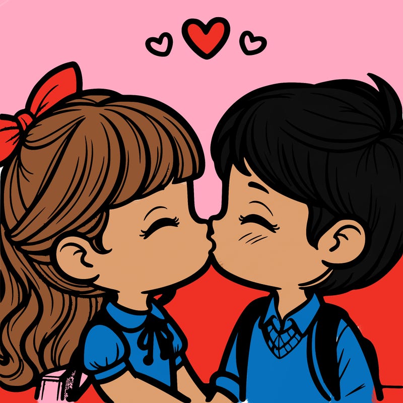 boy and girl kissing