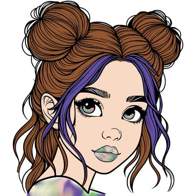 realistic girl with hair buns on her head