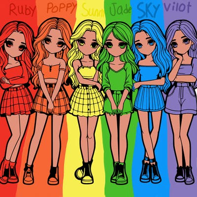 a group of girls realistic