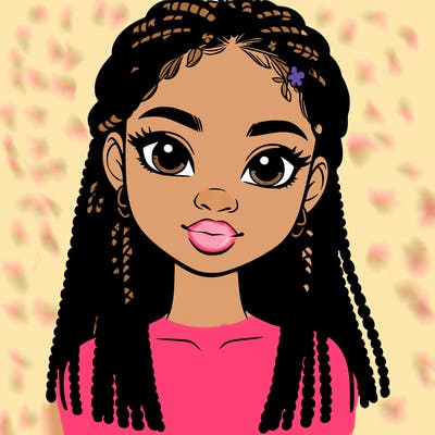 a realistic black girl with braids